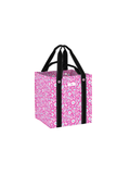 hot pink floral square tote bag