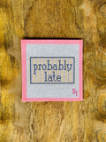 pink and yellow striped probably late needlepoint
