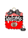 Red and Black Football Scallop w / mini Door Hanger 