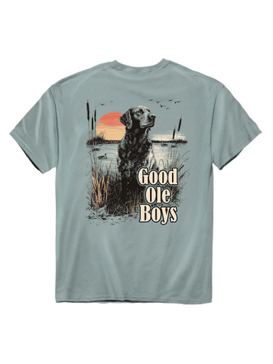Light blue t-shirt with a graphic of a dog and 'Good Ole Boys' text on a white background
