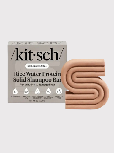 Strengthening rice water protein solid shampoo bar for thin, fine, damaged hair