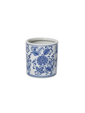 round blue and white vase and planter 