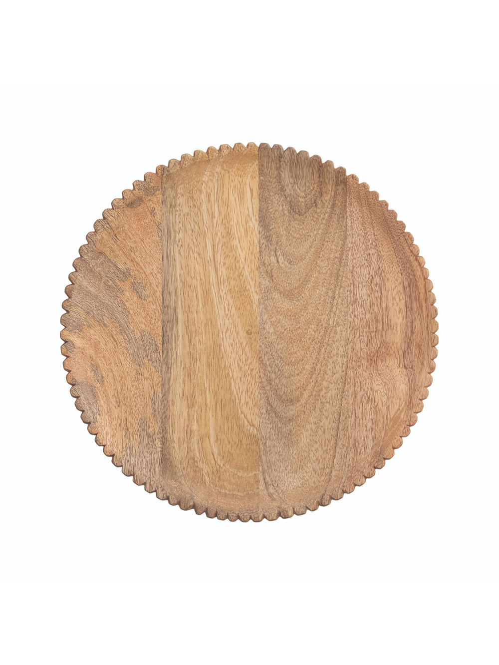 Round Mango Wood Scalloped Serving Tray