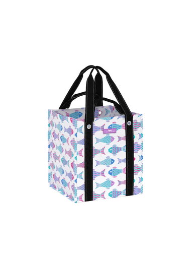colorful fish print square tote bag