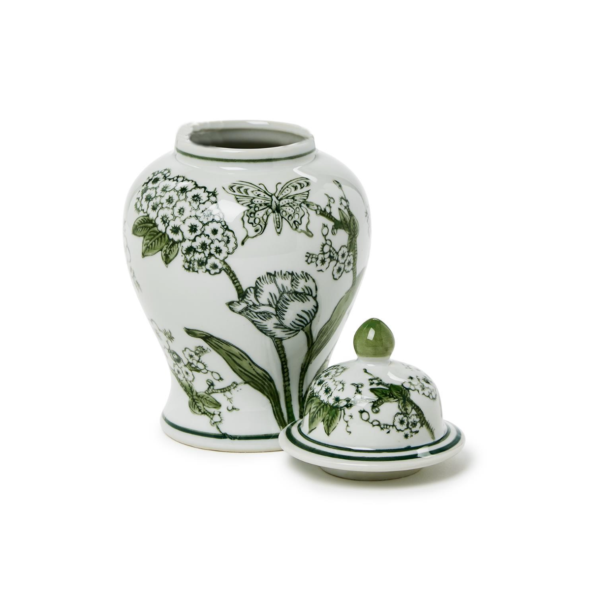 8" Green and White Jar