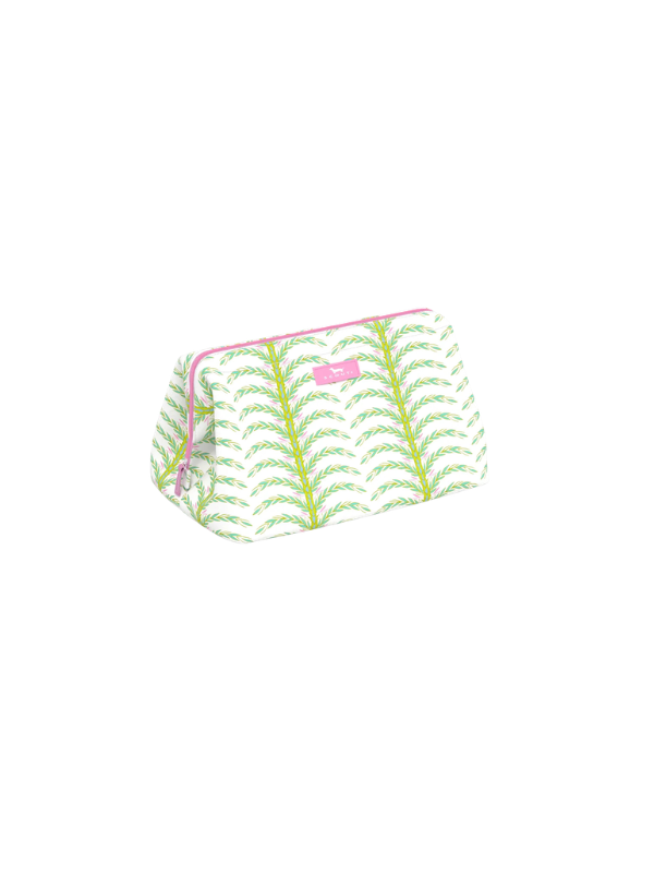 hot pink and green palm tree little makeup bag