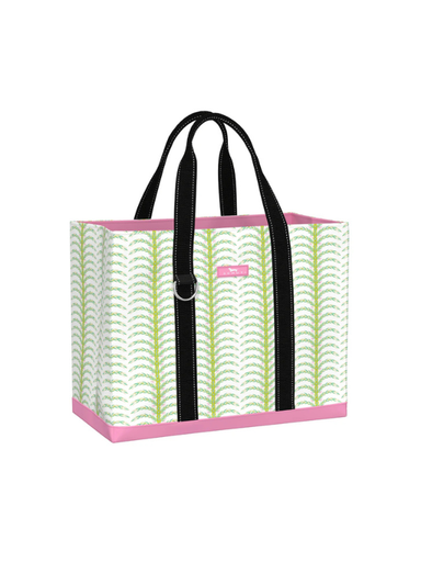 pink and green palm large tote