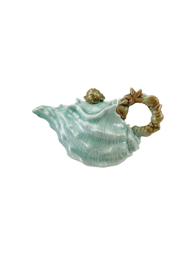 Shell Shaped Teapot with Starfish & Shells Handle ocean