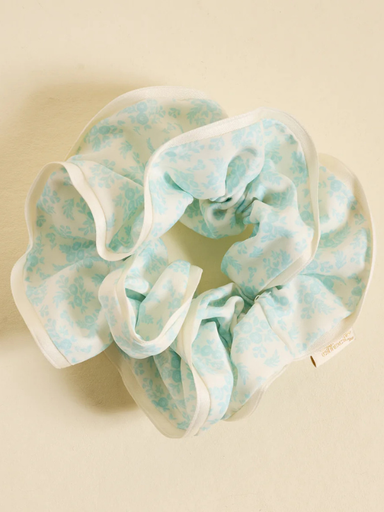 blue floral print oversized scrunchie