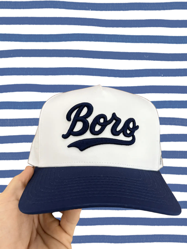 blue and white Statesboro Retro Embroidred Hat