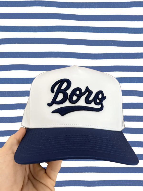 blue and white Statesboro Retro Embroidred Hat