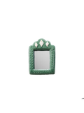 green mirror frame withy gold and floral accents