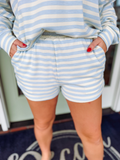 blue striped cotton shorts