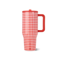 red gingham travel mug