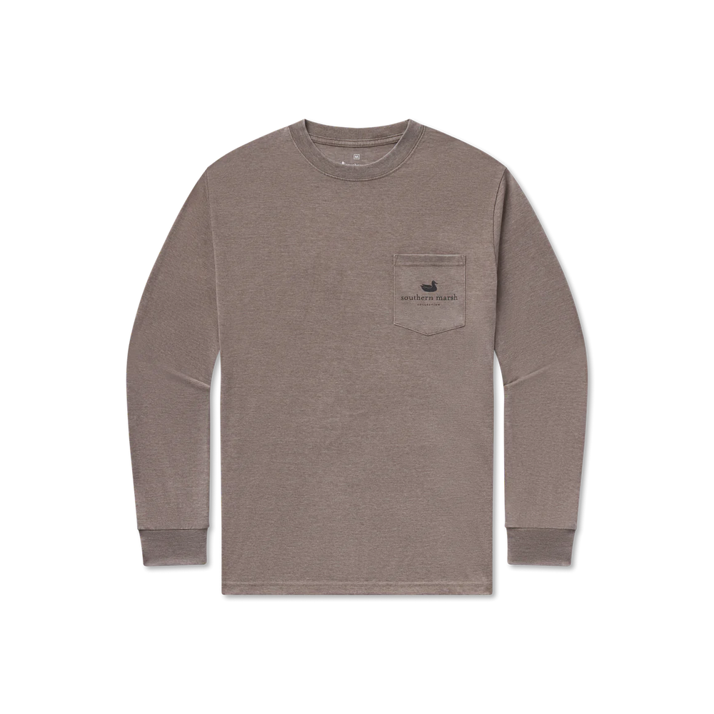 Seawash Mercantile Badge Long Sleeve Tee in Washed Dark Shale by Southern Marsh