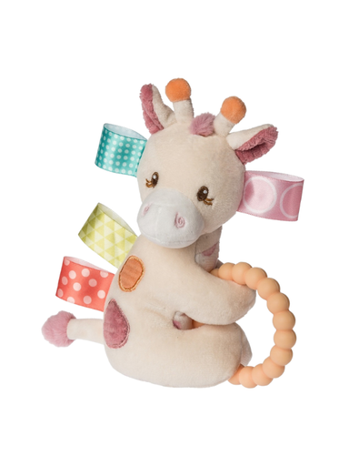 Colorful plush giraffe teether rattle for baby 