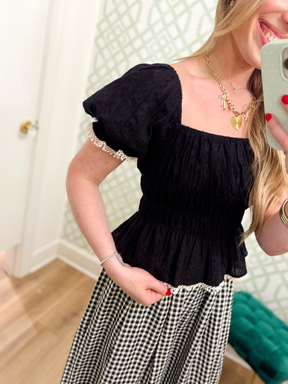 The Mary Anne Smocked Peplum Top (S-L)