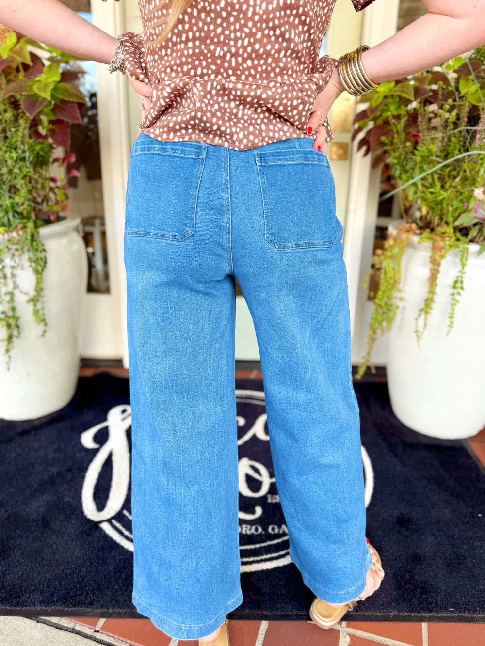 The Anna Wide Leg Scallop Trim Pants (S-L)