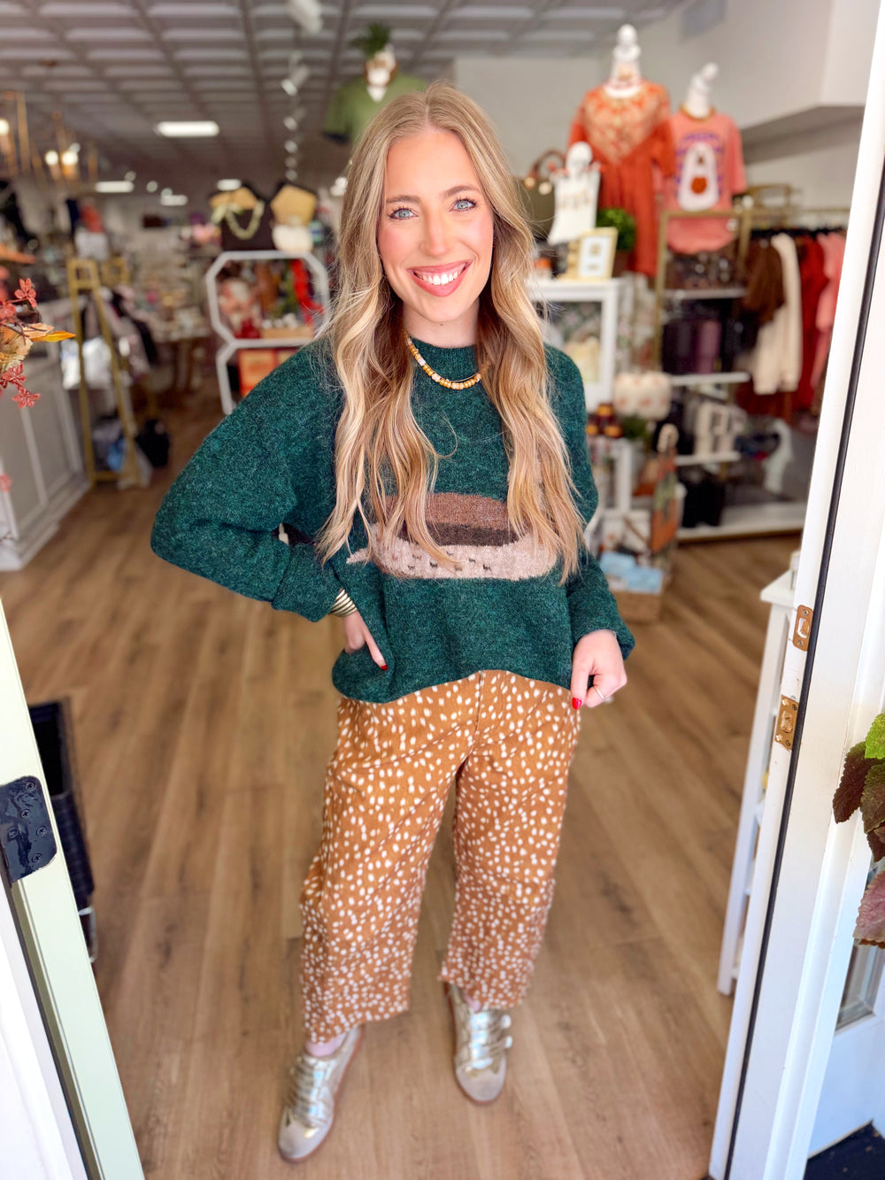 The Misty Mallard Sweater in Forest Green (S-L)