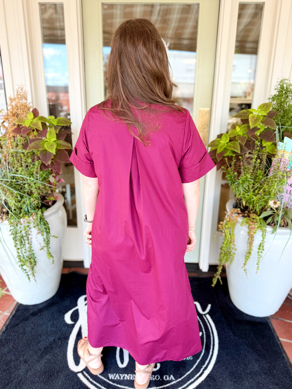 The Stella Midi Dress in Wine (S-2X)