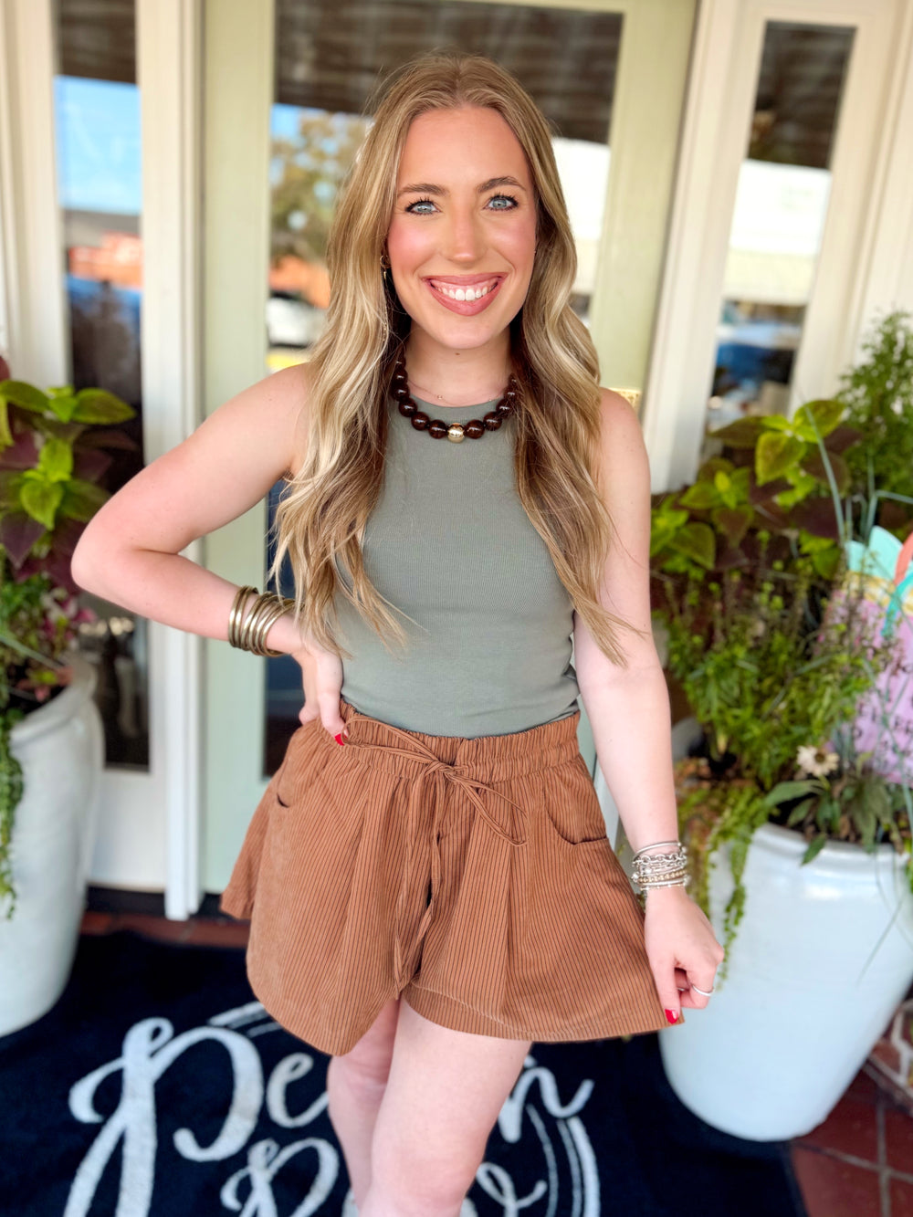 The Whitney Pleated Stripe Shorts (S-L)