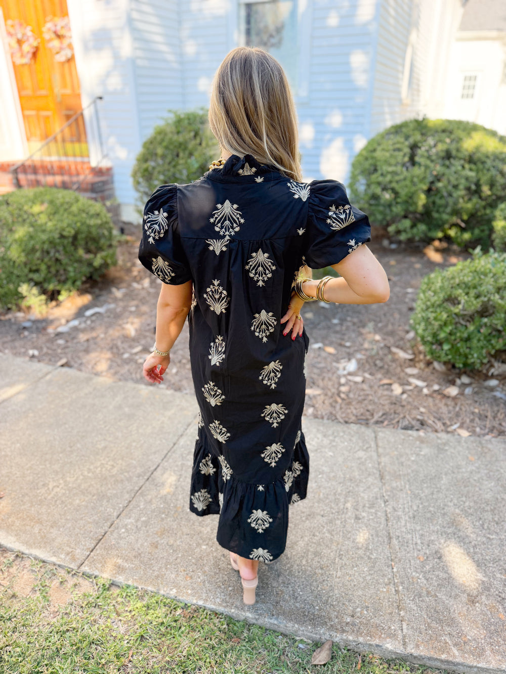 The Lacie Embroidered Puff Sleeve Dress (S-L)