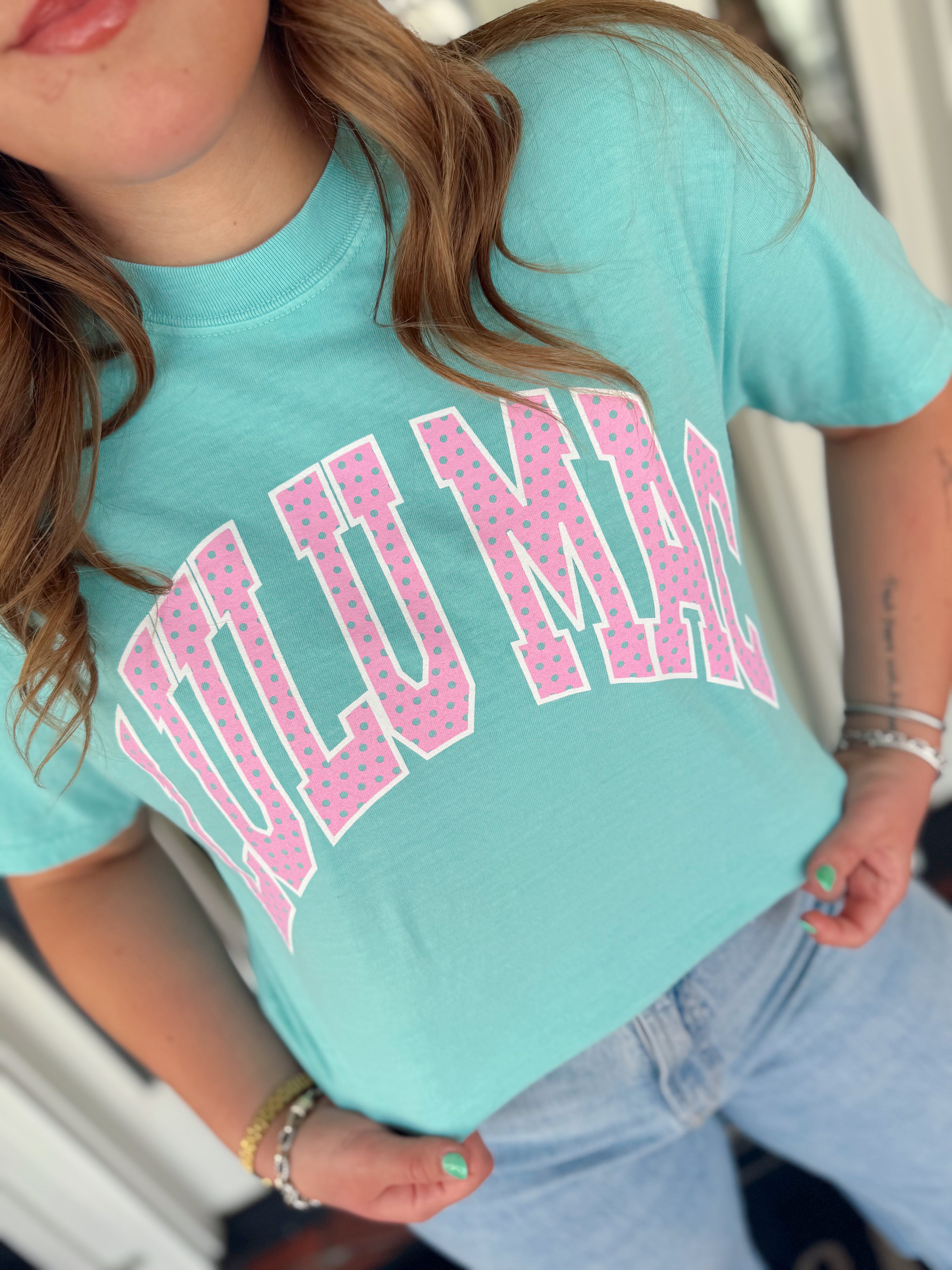 Polka Dot Lulu Mac Tee- Chalky Mint