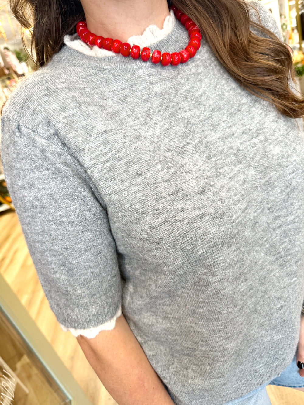 The Luna Grey Ruffle Top (S-L)