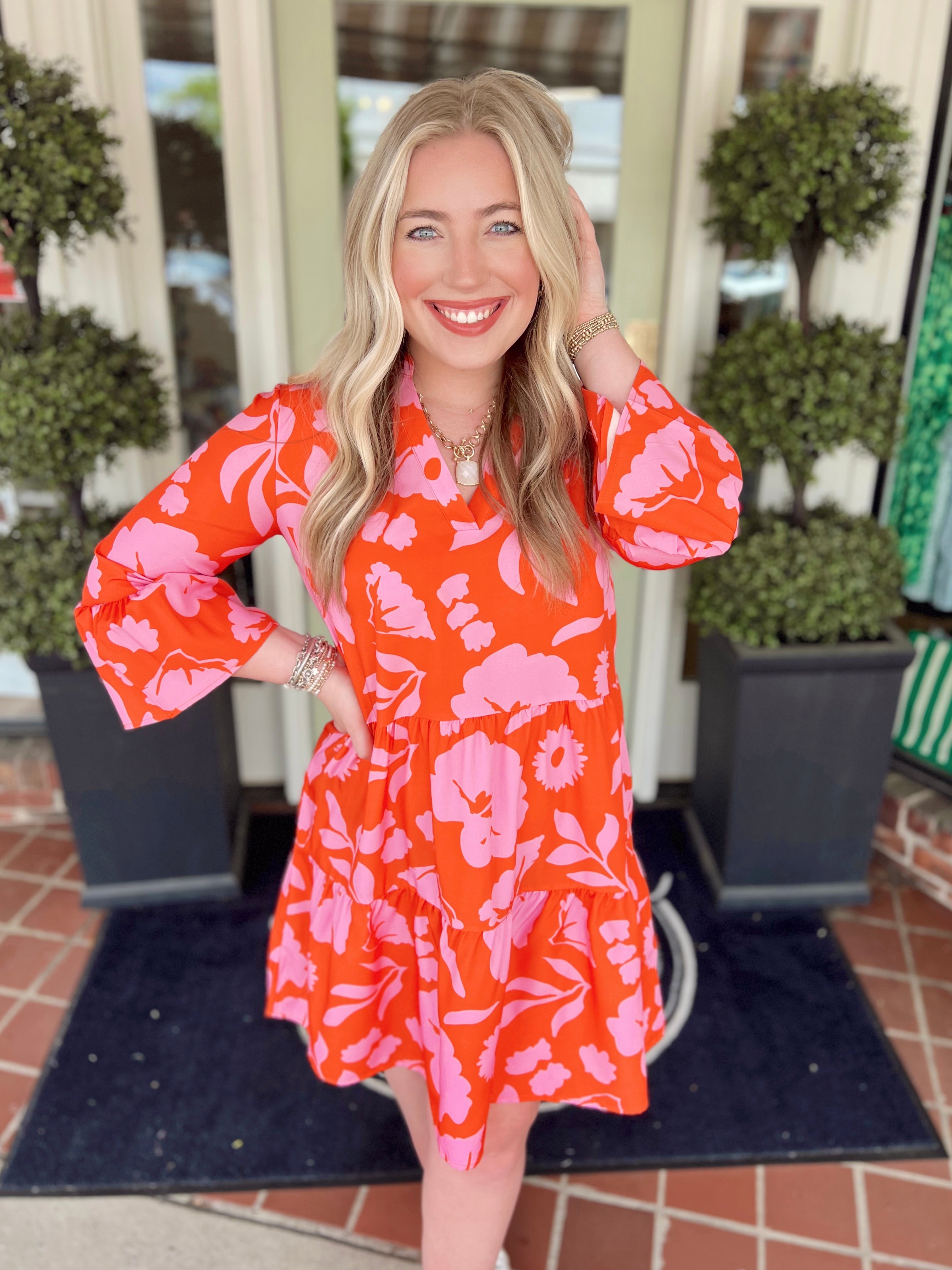 The Violet Dress in Pink and Orange Cosmos