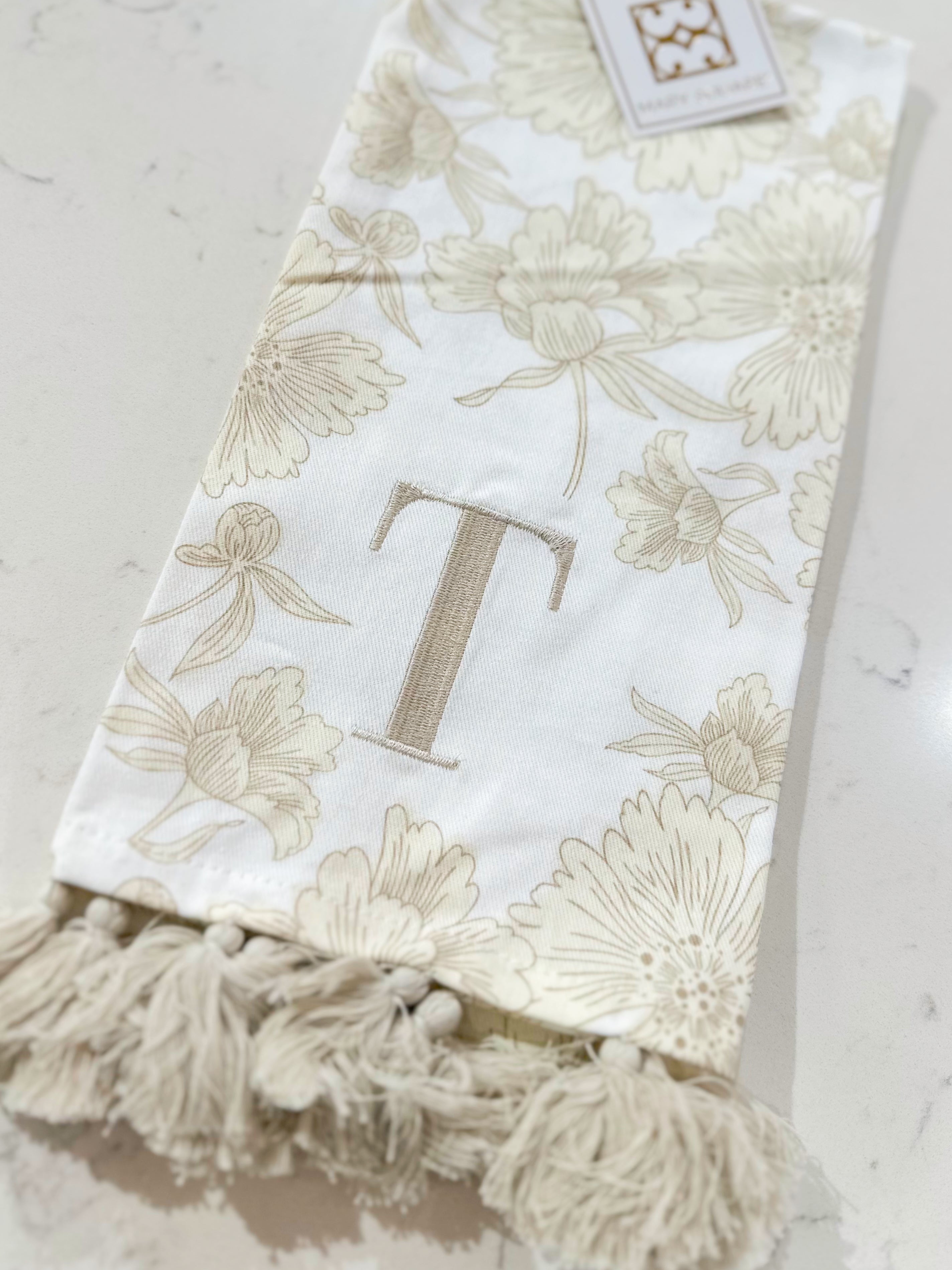 Savannah Newsome & Jarrett Thompson- T Letter Floral Tea Towel