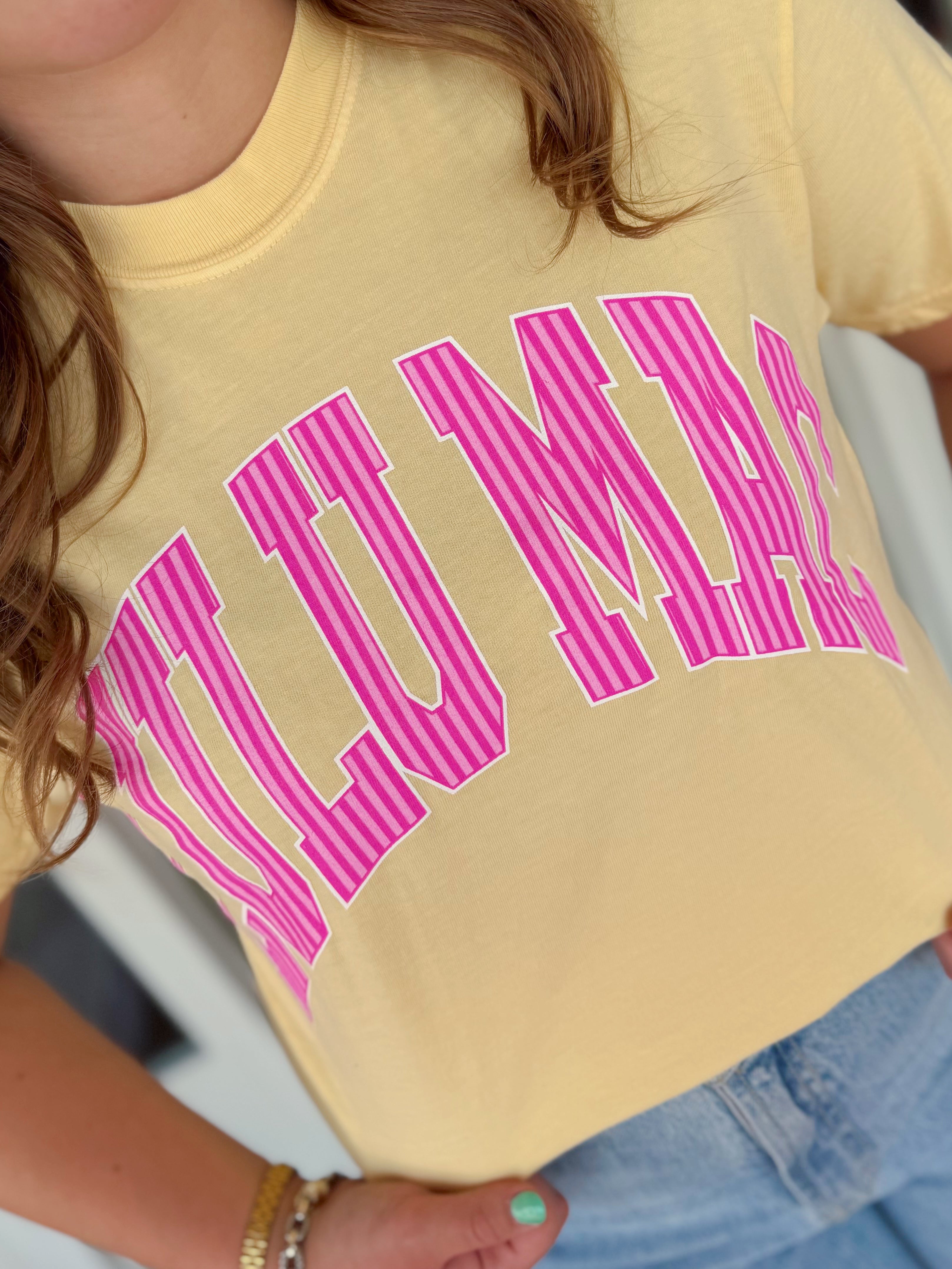 Striped Lulu Mac Tee- Butter Yellow