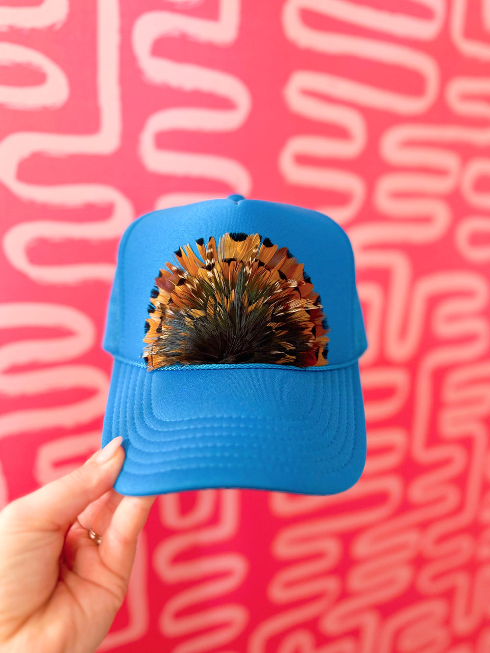 The Paige Feathered Trucker Hat