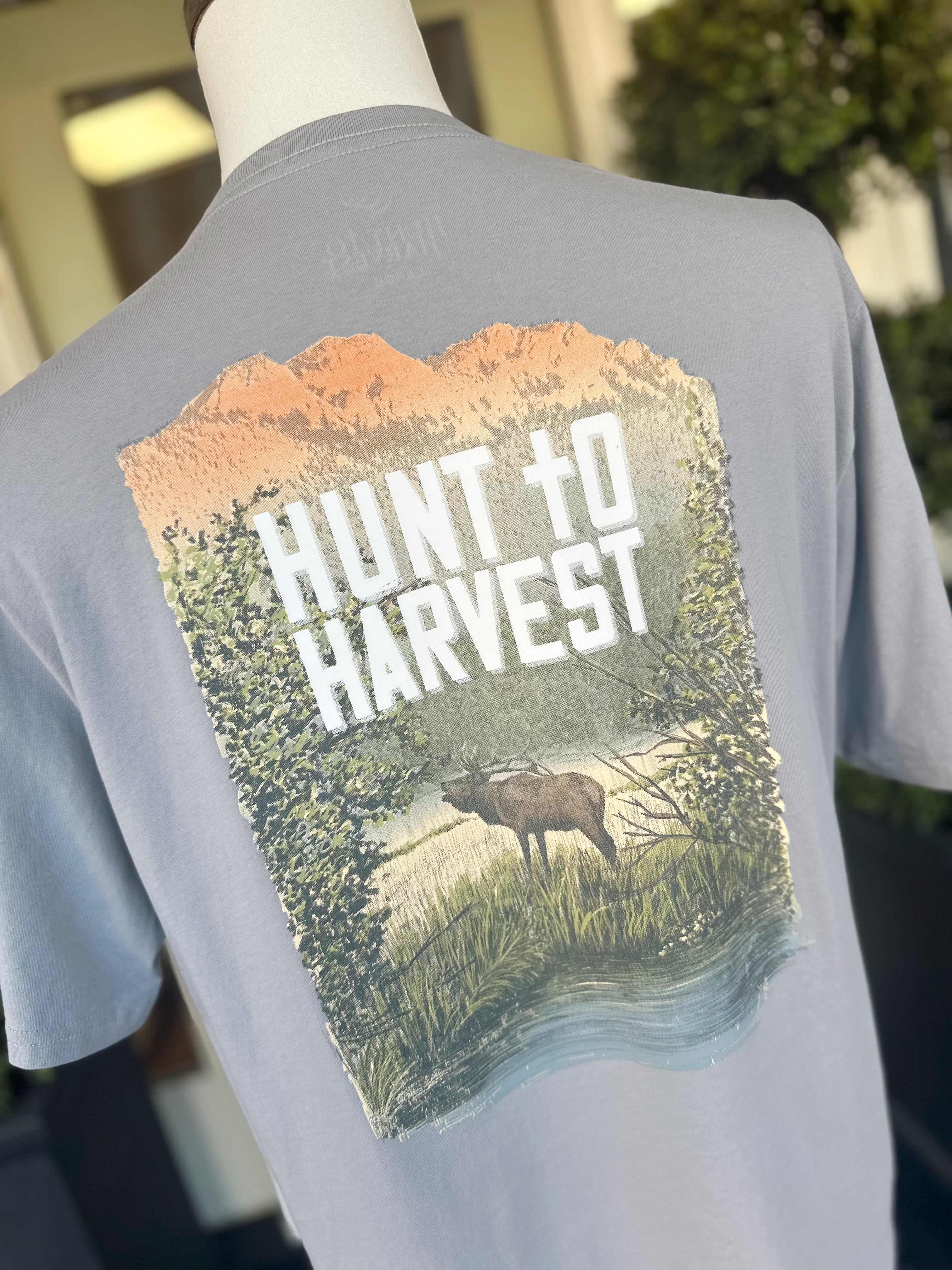Elk Calling Tee in Oyster by Hunt to Harvest