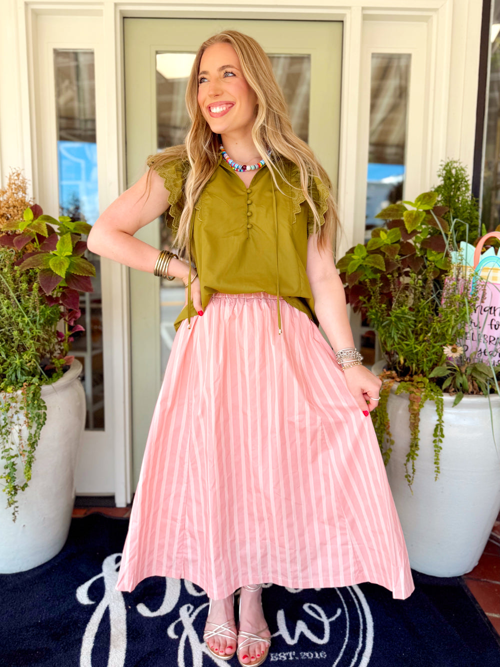 The Karla Wide Stripe A-Line Skirt (S-L)