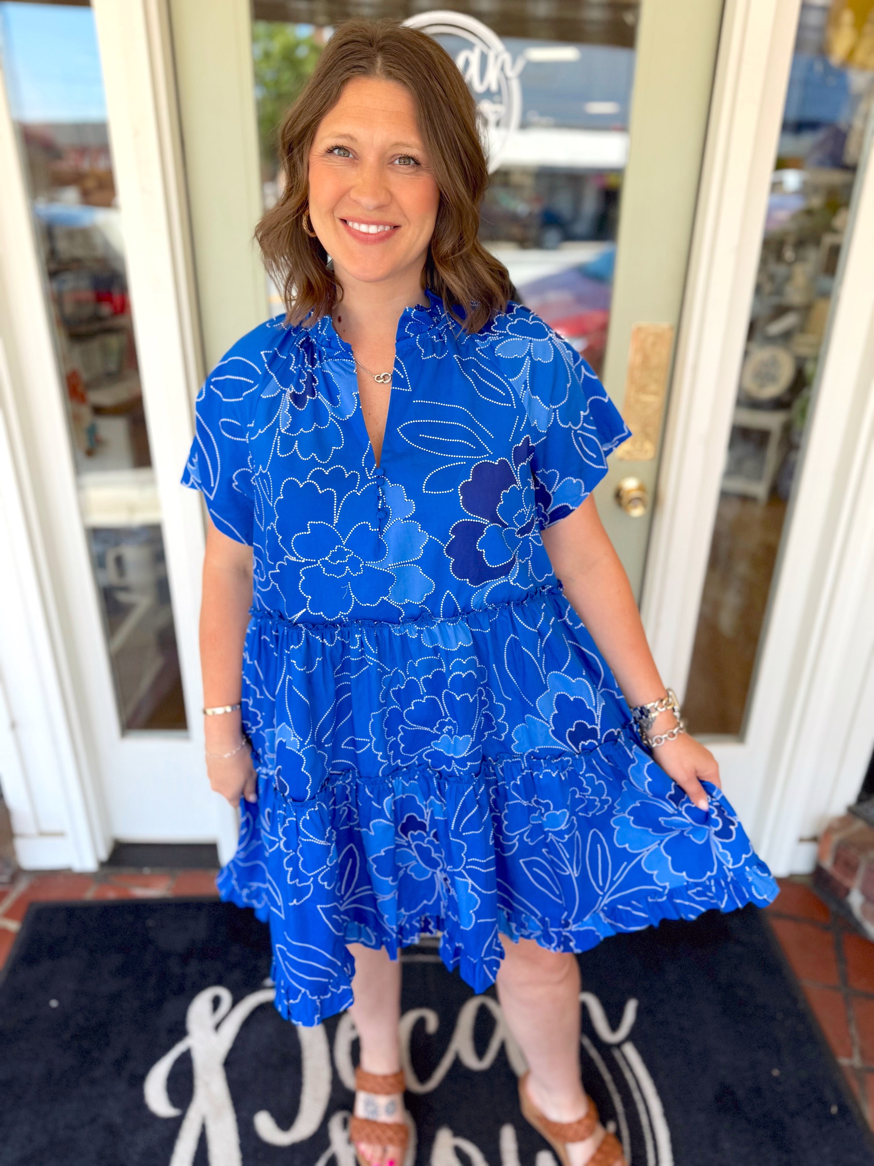 The Maris Floral Poplin Tiered Mini Dress