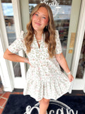 V-neck floral vines dress with pockets