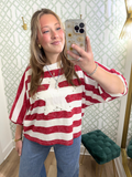 red and white striped shirt with star