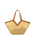 Woven handbag with brown handle