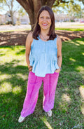 Chambray sleeveless blouse 