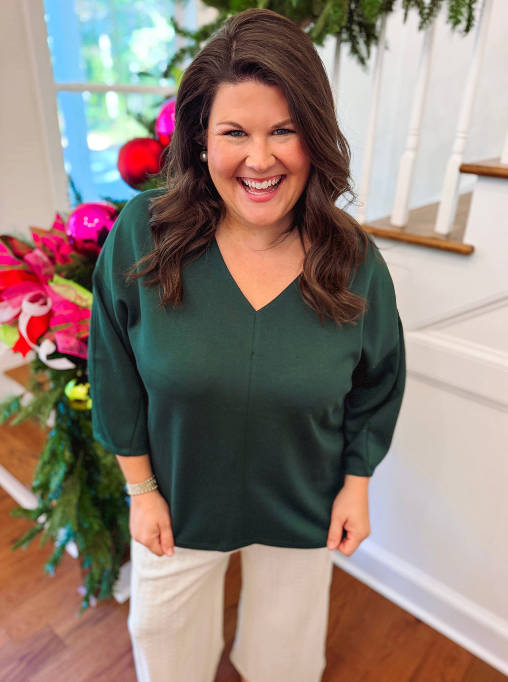 Hunter green quarter top crop top shirt 