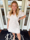 Raised floral applique detailed dress