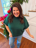 hunter green crew neck short sleeve sweater top 