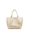 Woven champagne handbag with matching pouch 