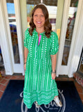 Green patterned midi dress by Mary Square 