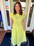 Chartreuse and white striped top 