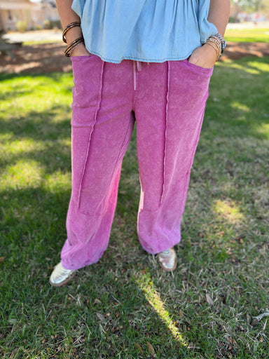 Relaxed washed barrel pants with drawstring