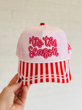 red and pink striped 'Tis The Season Hat