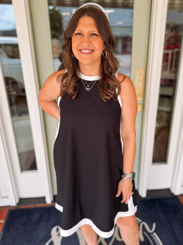 black a-aline dress with pockets