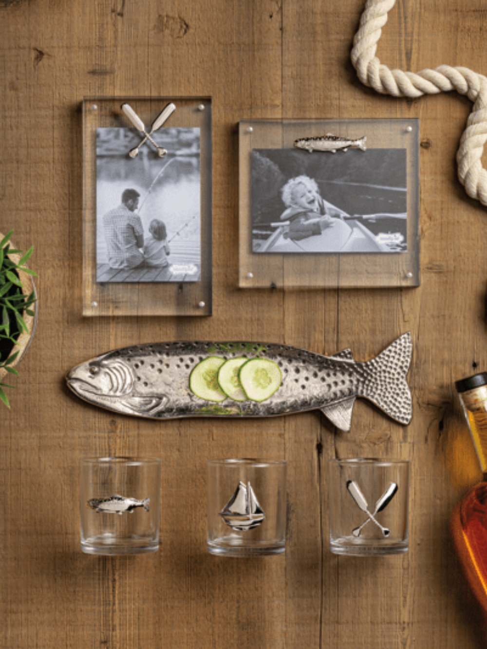 silver metal Trout Tray by Mudpie