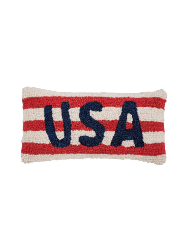 USA red white blue wool hook mini throw pillow patriotic 